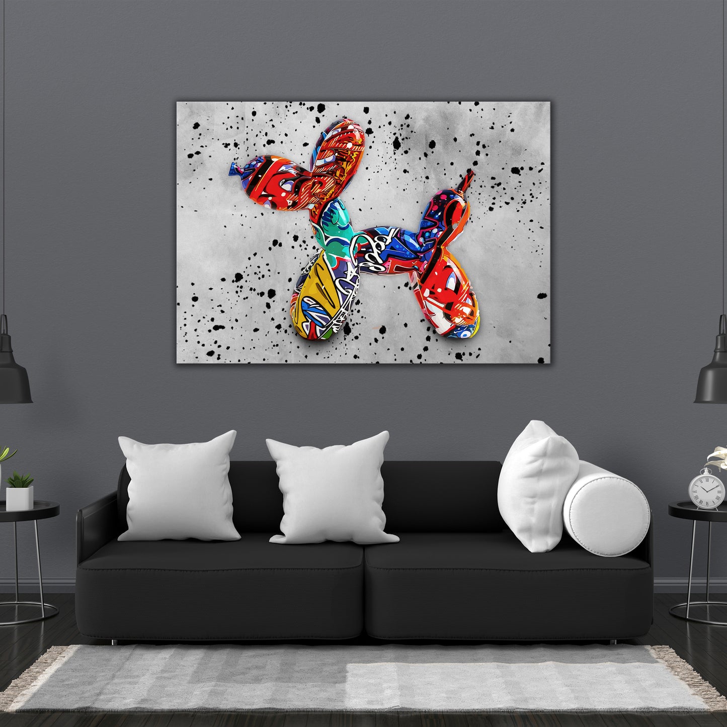 Quadro stampa su tela moderno Balloon Dog Graffiti Street Art Style