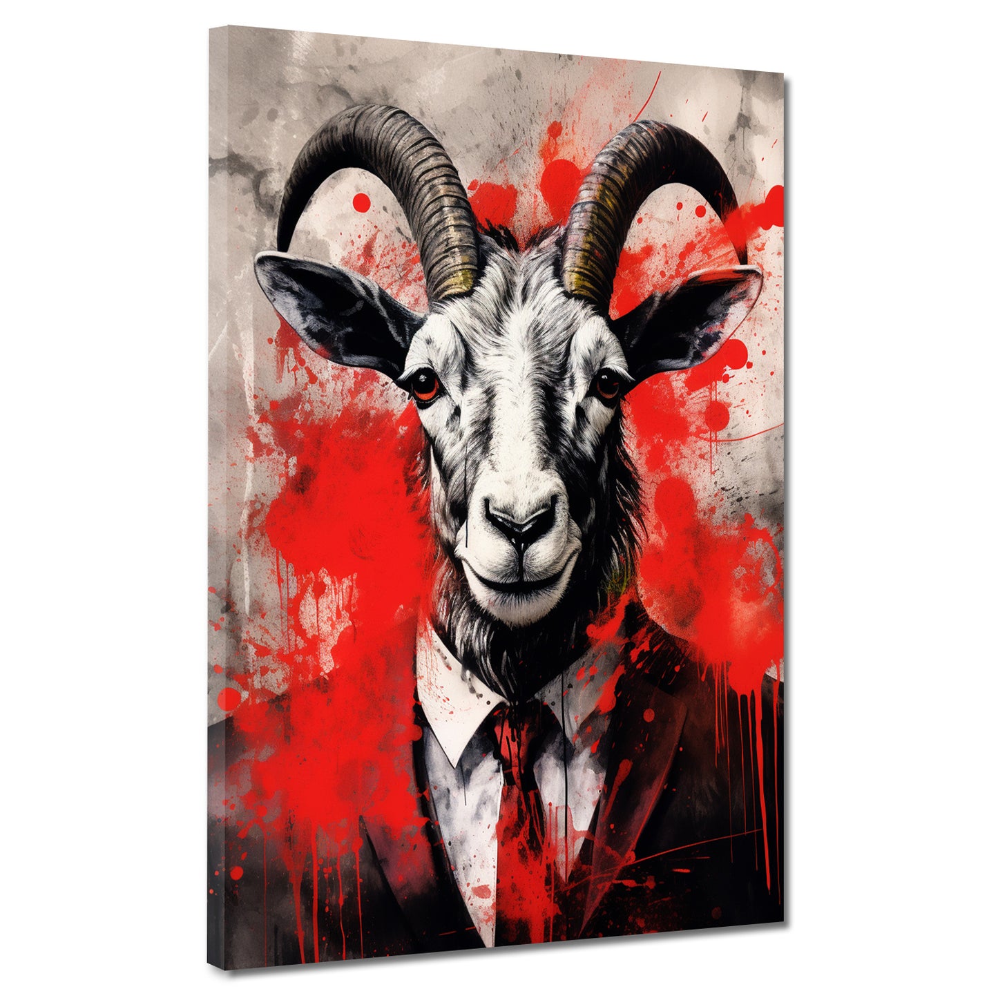 Quadro moderno Capra in abito da sera red Splash