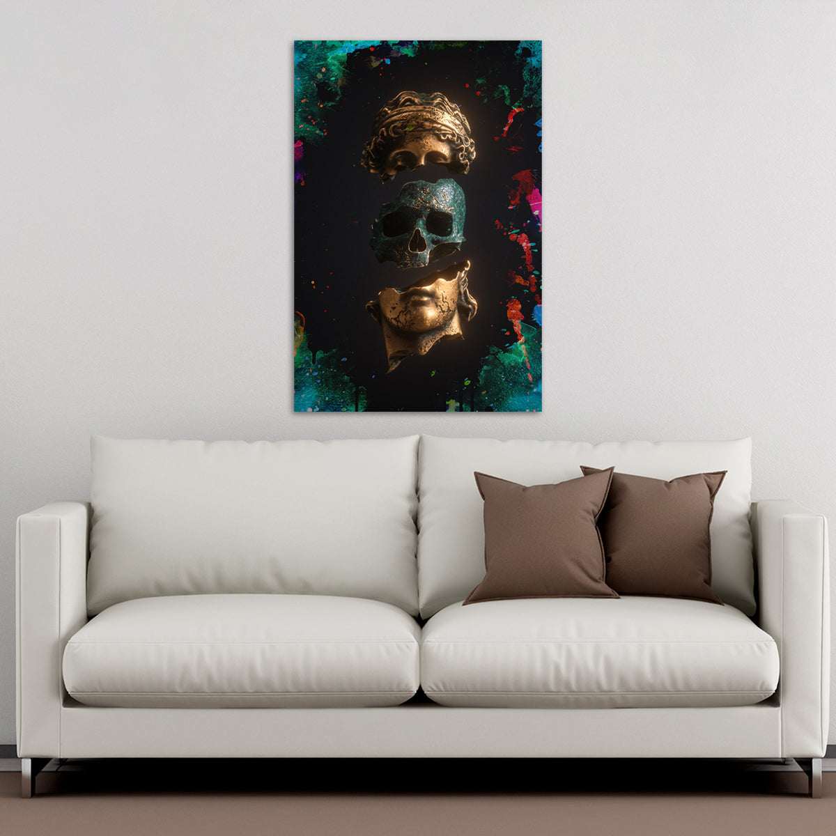 Quadro stampa su tela moderno David Abstract Skull Style