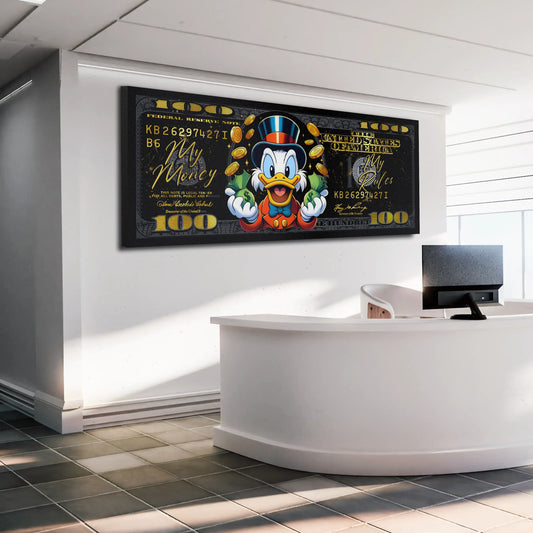 Quadro moderno Dollar Duck My Money My Rules Black