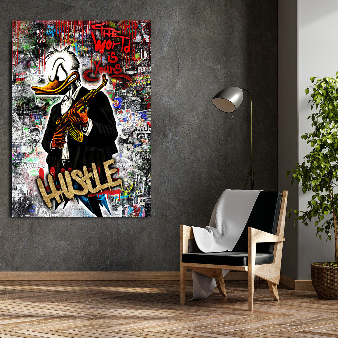 Quadro moderno Duck Gangster Pop Art Style
