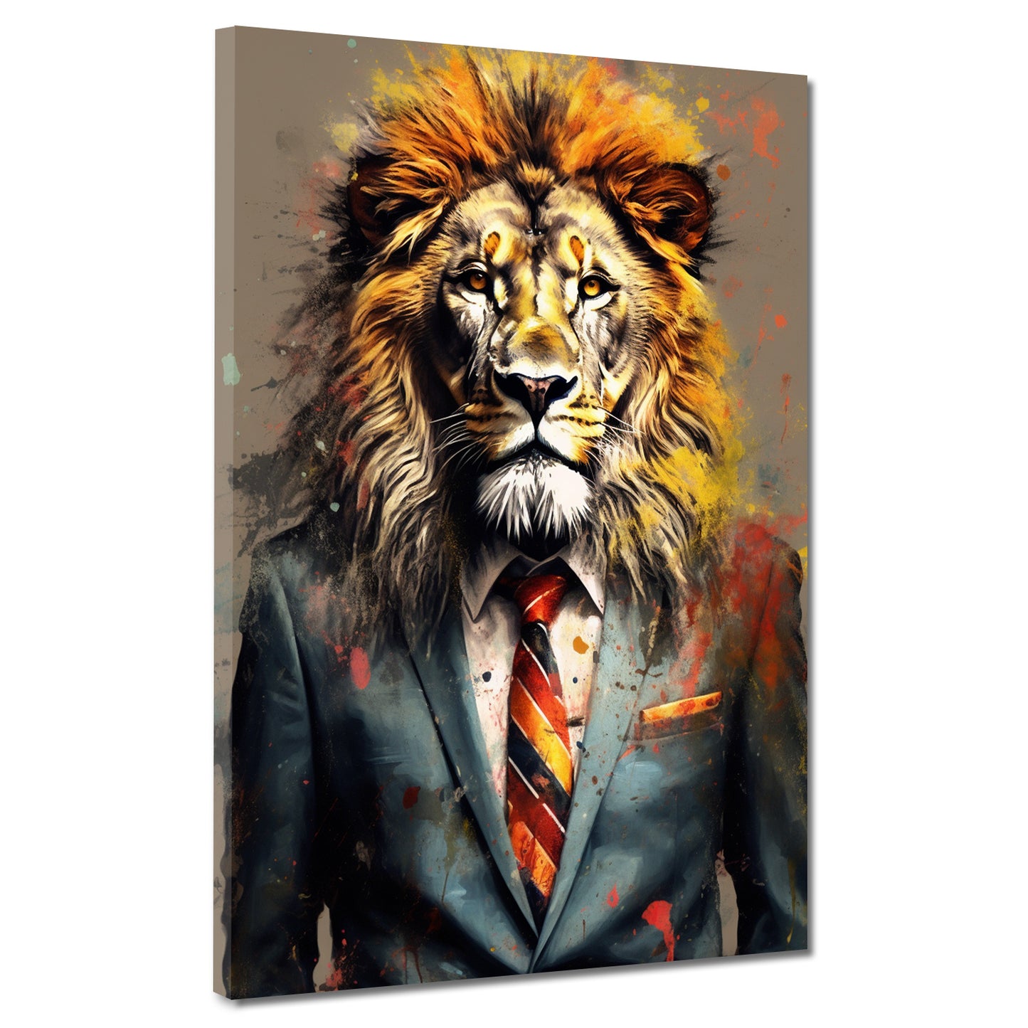 Quadro moderno Leone in abito nero