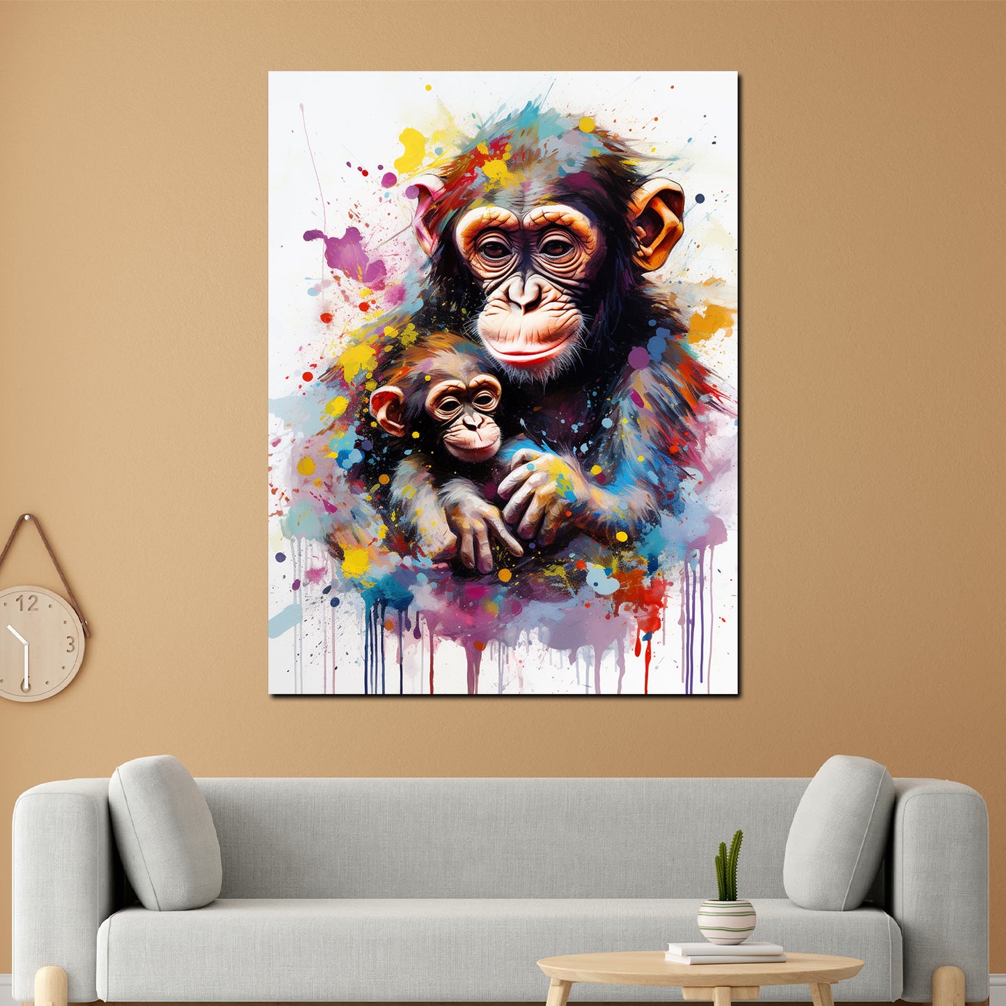 Quadro pop art scimmia scimpanzé opera d'arte