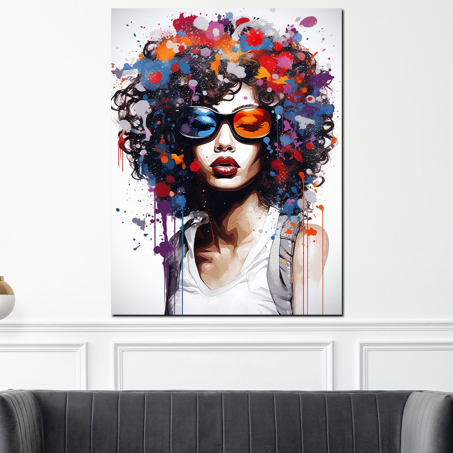 Quadro moderno Pop Art bella donna con occhiali da sole