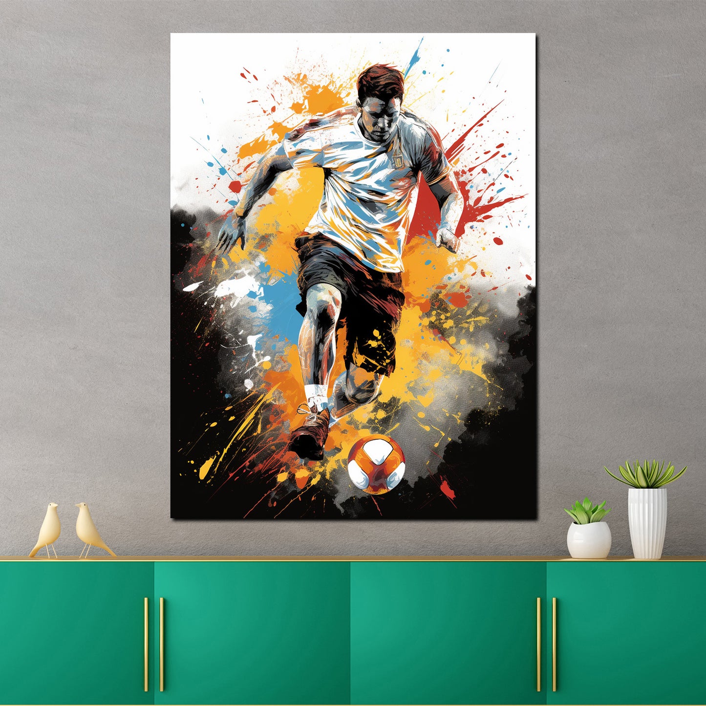 Quadro moderno Street Art Uomo con calcio Colour Splash