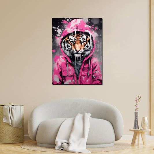 Quadro moderno Tigre in giacca rosa Pop Art