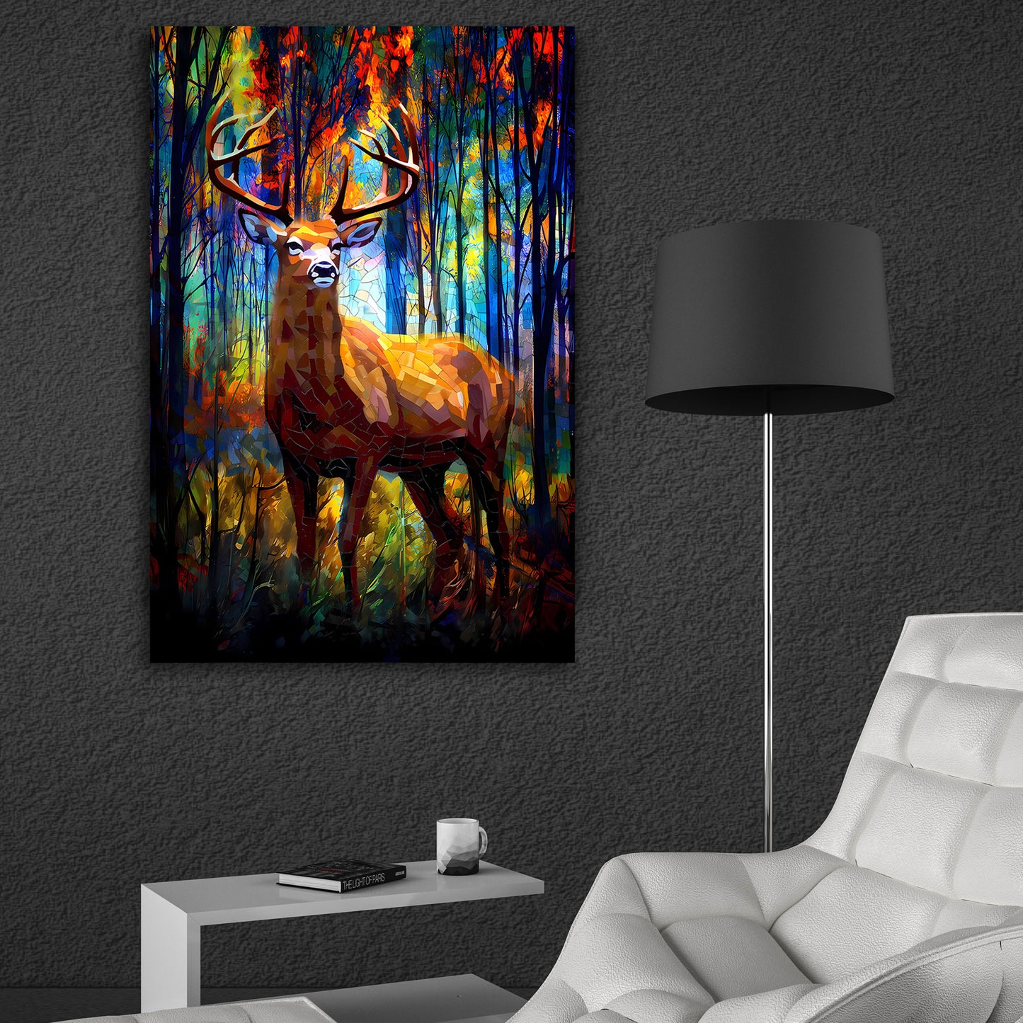 Quadro moderno astratto cervo nella foresta