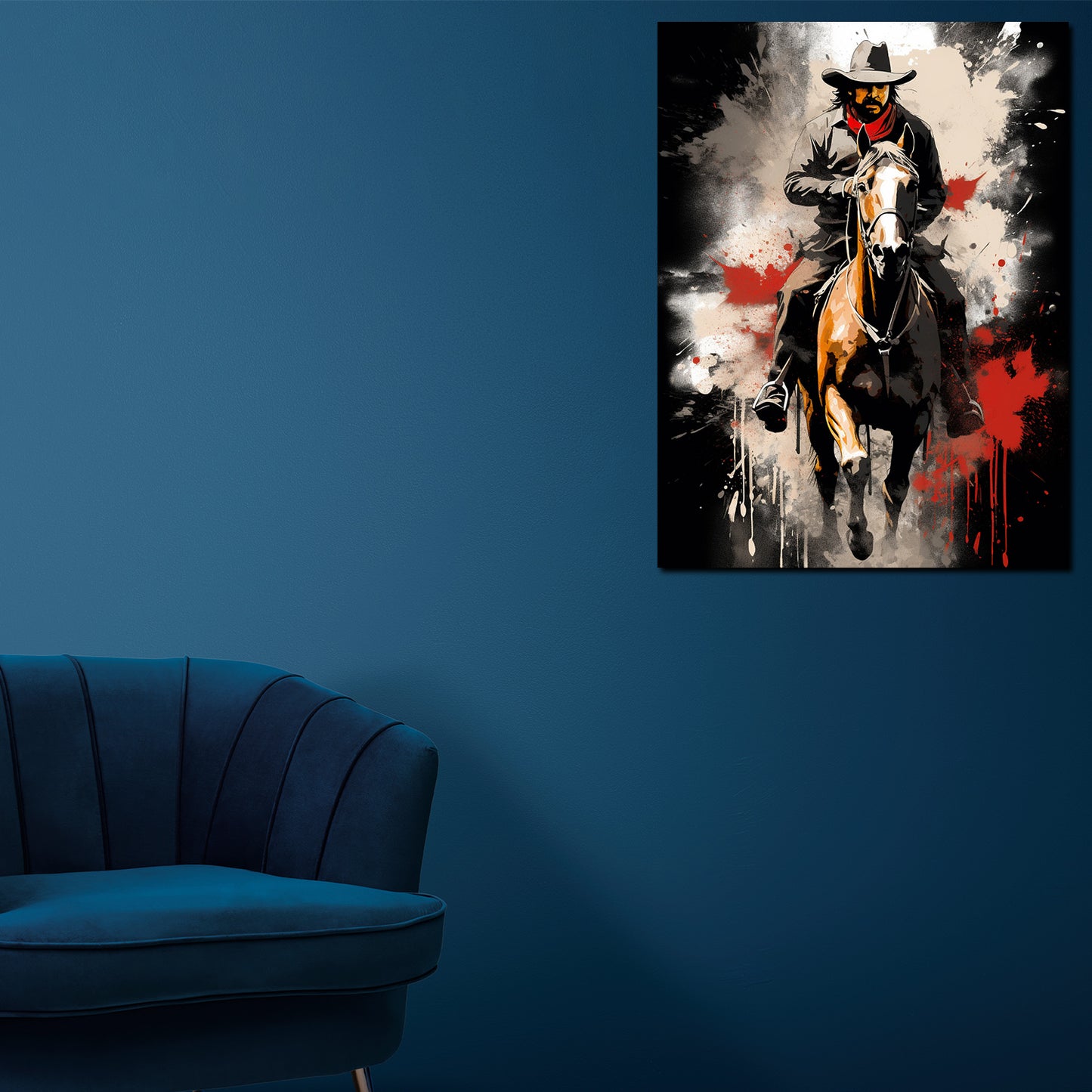 Quadro cowboy west style a cavallo