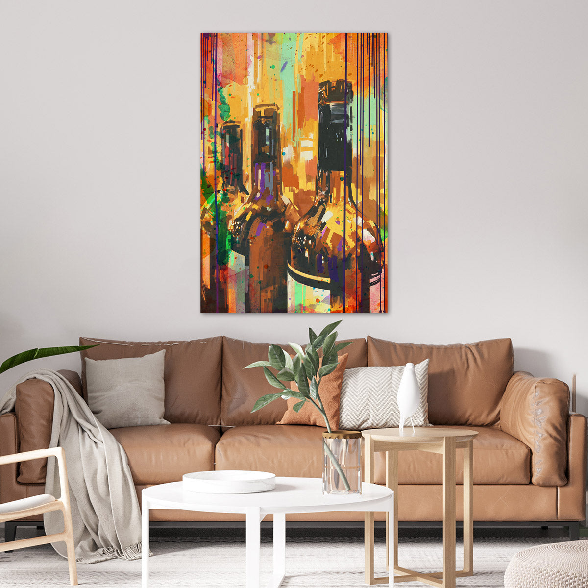 Quadro stampa su tela moderno bottiglie di vino Pop Art Colour