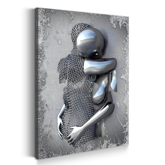 Quadro moderno figure astratte stile metallo arte da parete in metallo stile argento