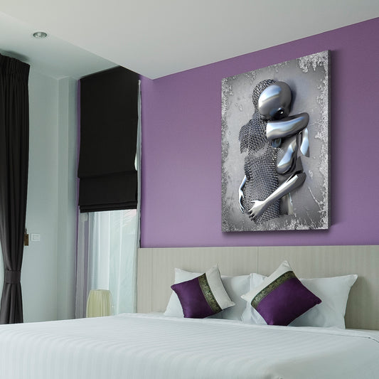 Quadro moderno figure astratte stile metallo arte da parete in metallo stile argento