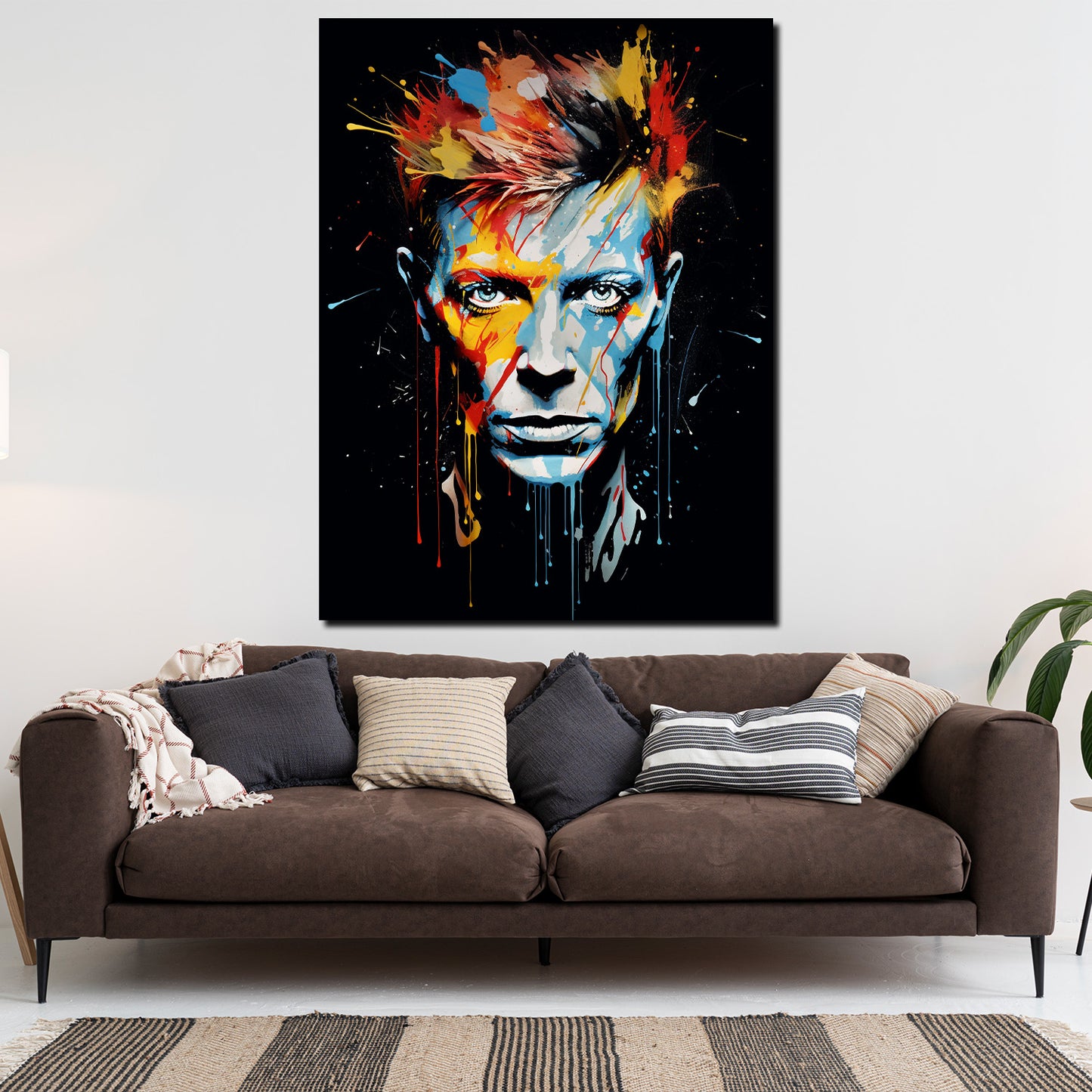 Quadro moderno pop art viso Bowie dark style