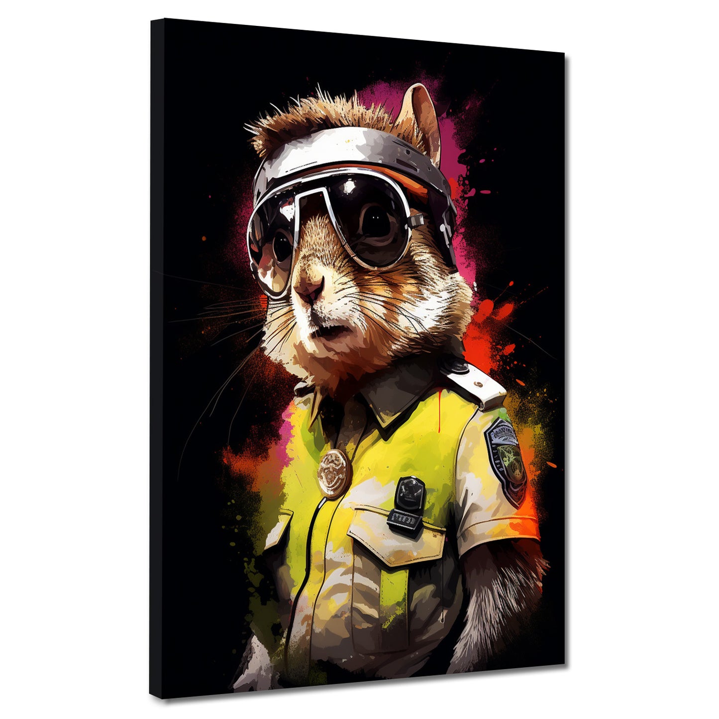 Quadro moderno scoiattolo astratto in uniforme gialla