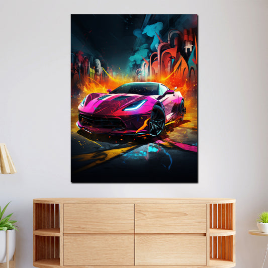 Quadro moderno street art Auto sportiva rosa