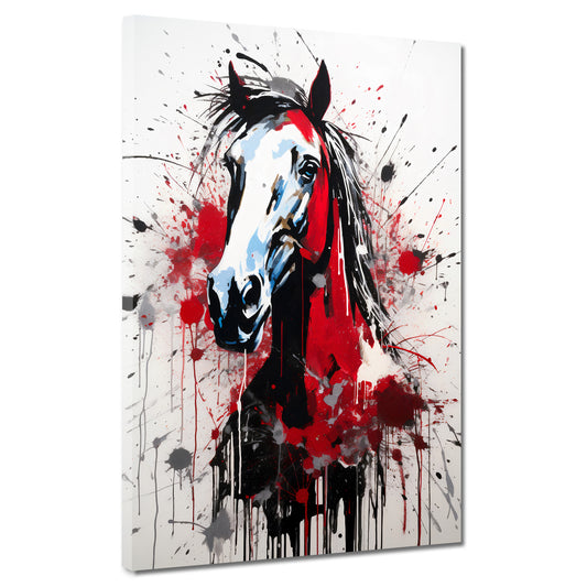 Quadro moderno testa di cavallo astratta Red Splash