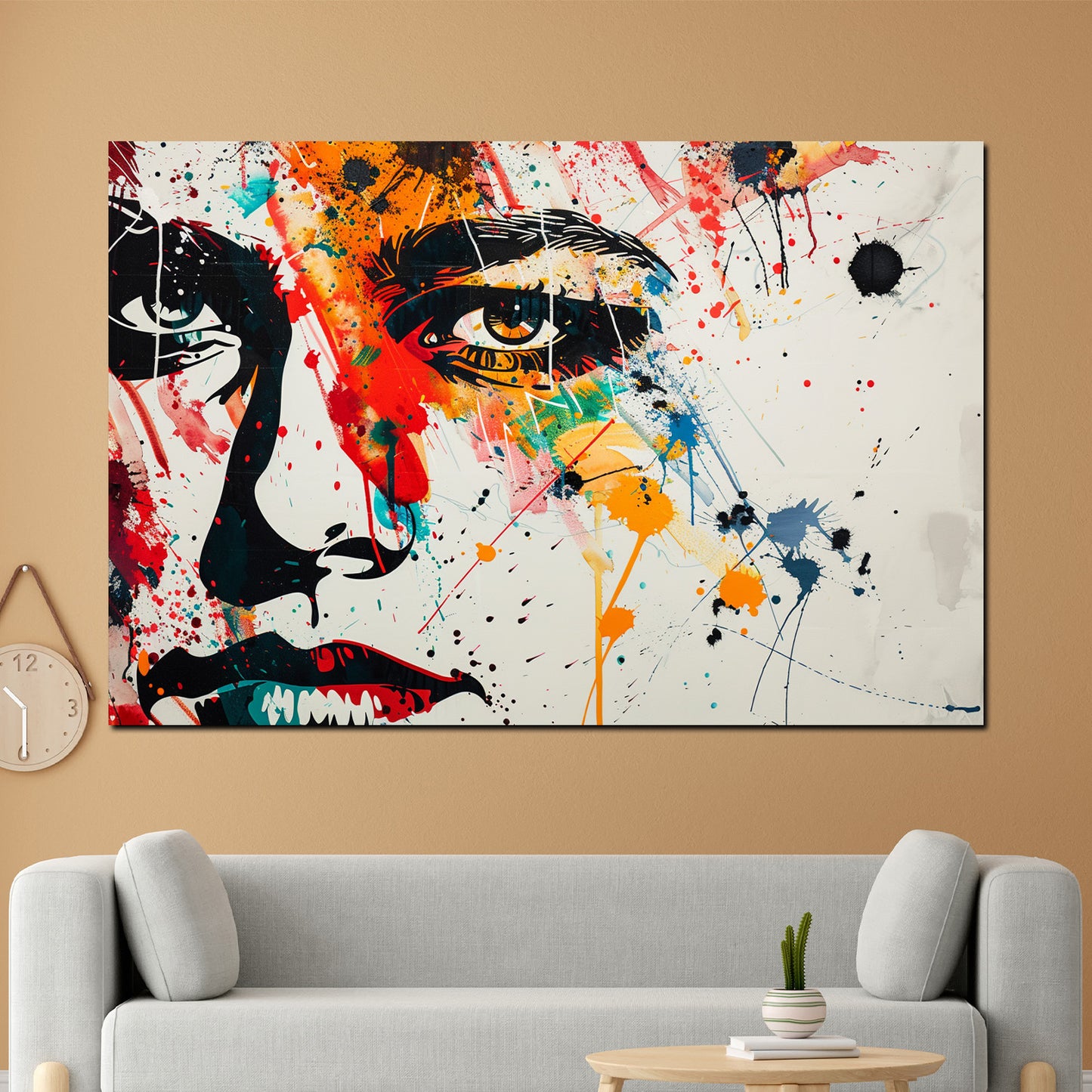 Quadro moderno volto astratto colour pop art