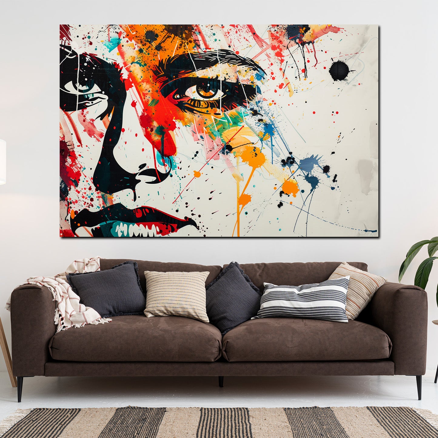 Quadro moderno volto astratto colour pop art