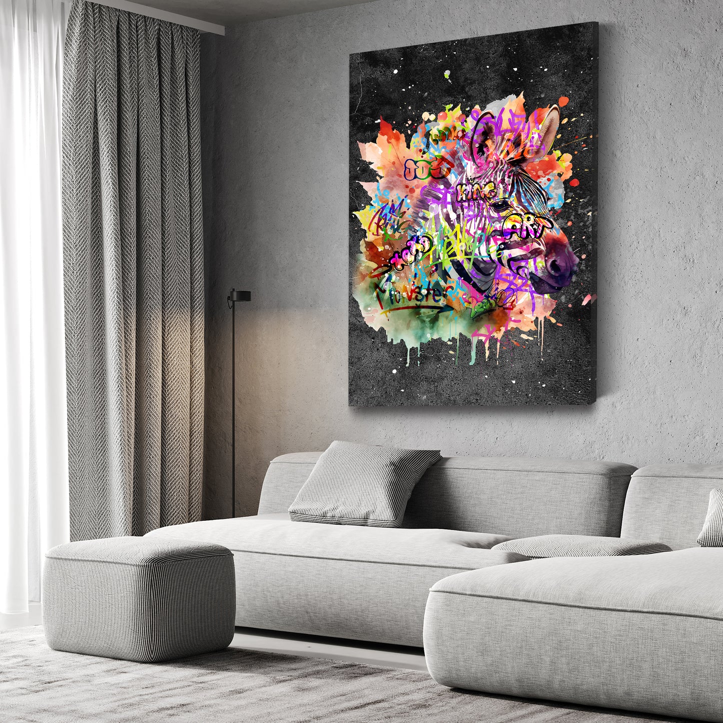 Quadro moderno zebra Graffiti Pop Art Style