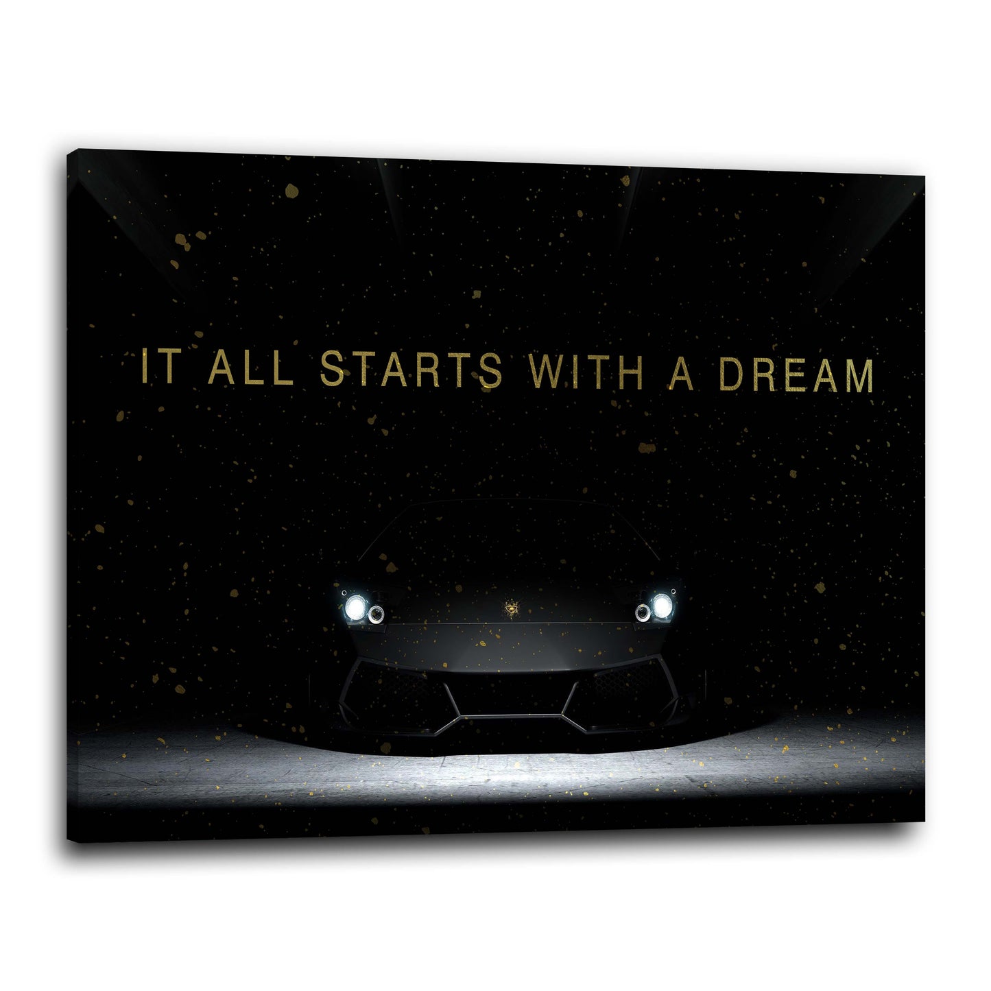Quadro motivazionale auto di lusso tutto inizia con un sogno