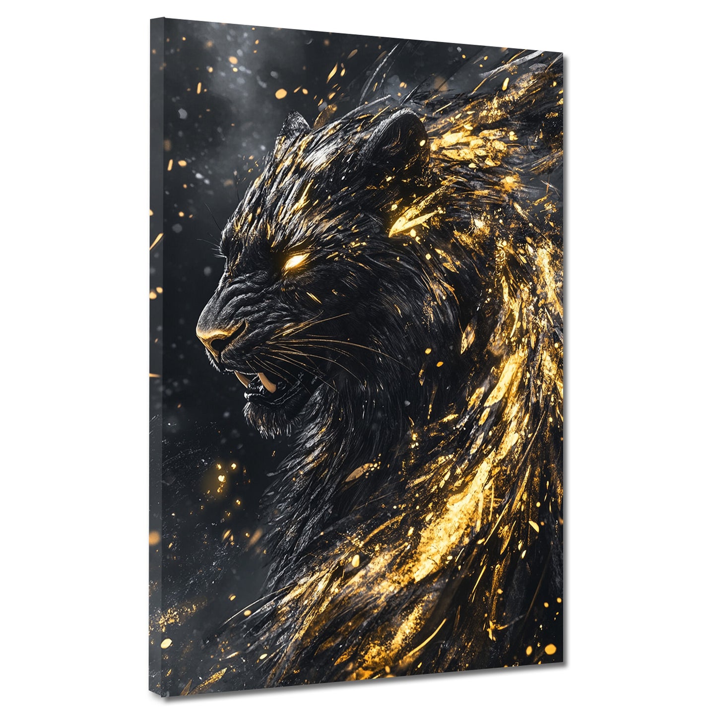 Quadro pantera nera oro brillante dinamico
