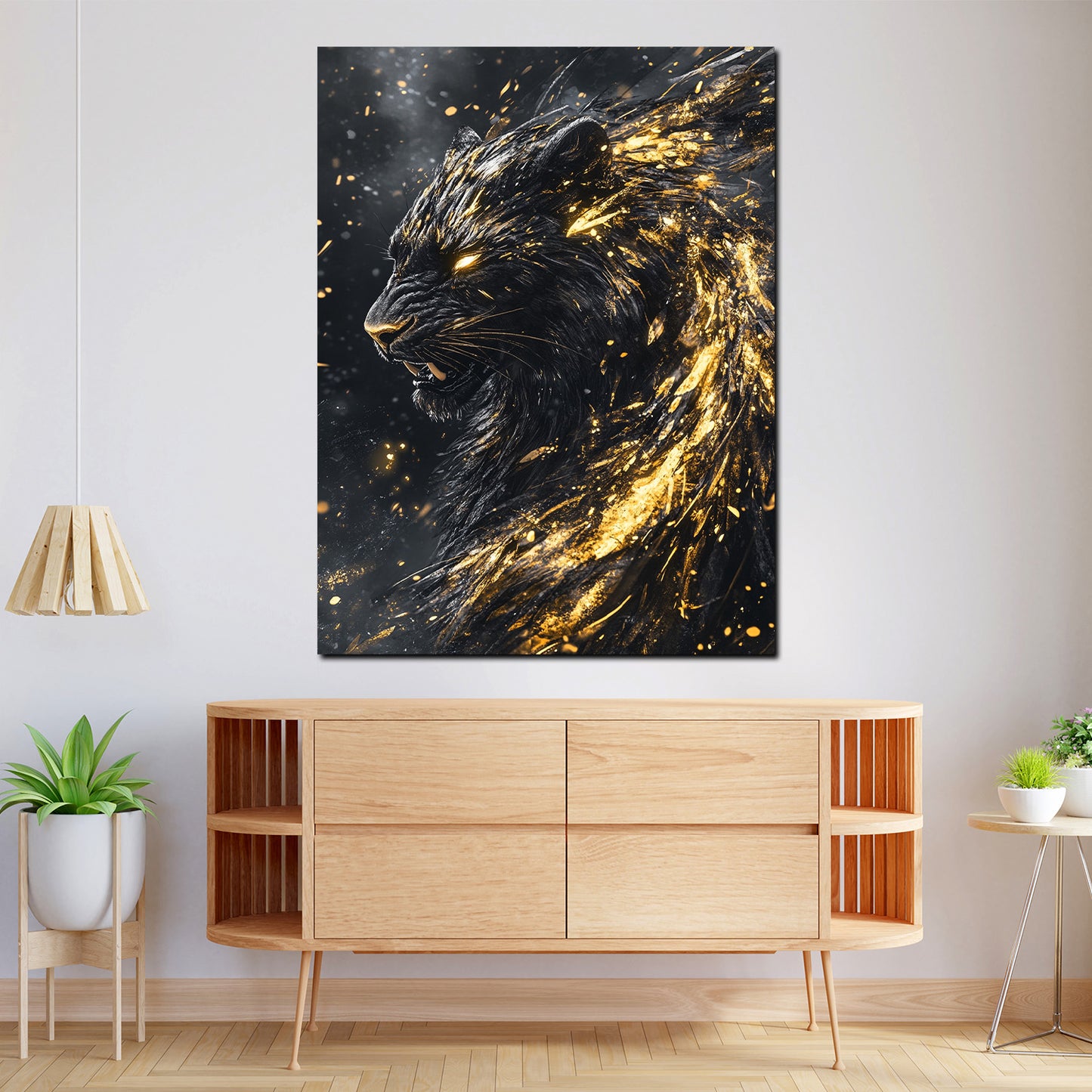 Quadro pantera nera oro brillante dinamico