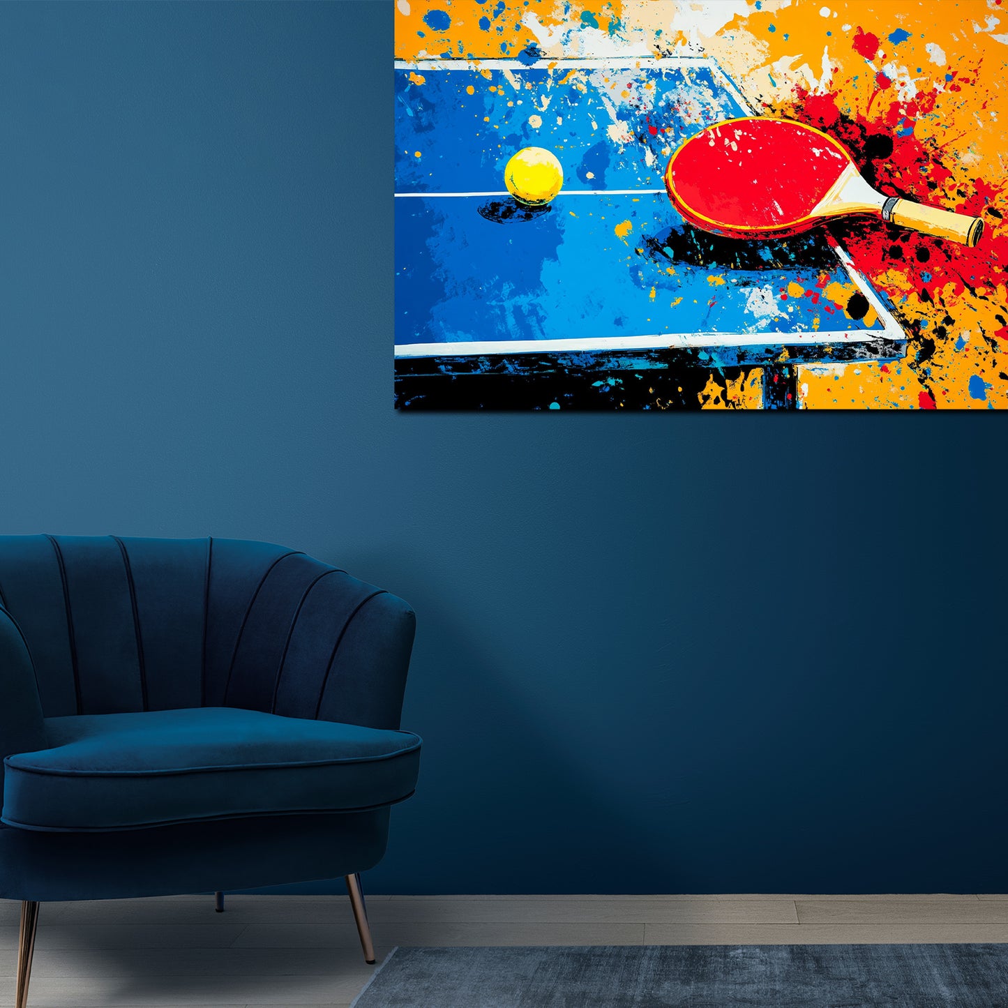 Quadro ping pong racchetta e pallina pop art moderno