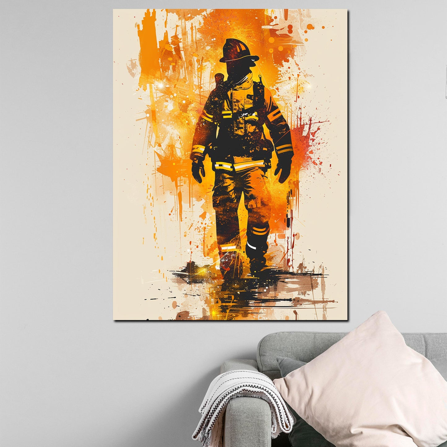 Quadro pop art astratto pompiere splash