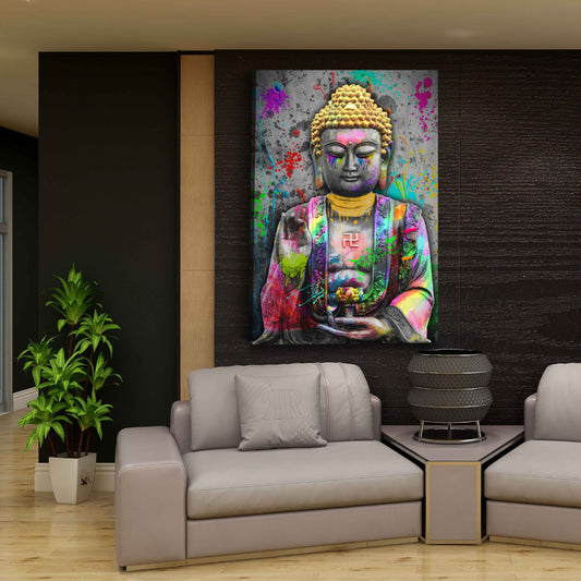 Quadro pop art buddha colori spiritualità armonia moderno