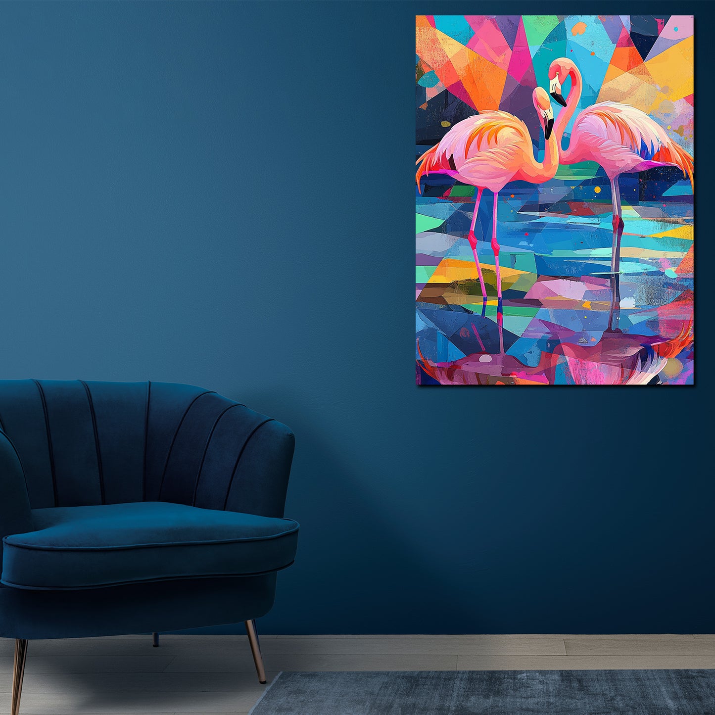 Quadro pop art fenicotteri colorati geometrico moderno vivace