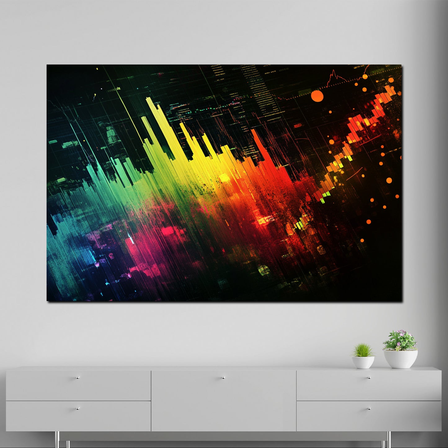 Quadro pop art finanza mercato azionario