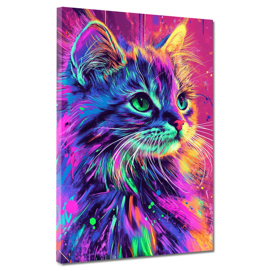 Quadro pop art gatto colorato moderno eleganza