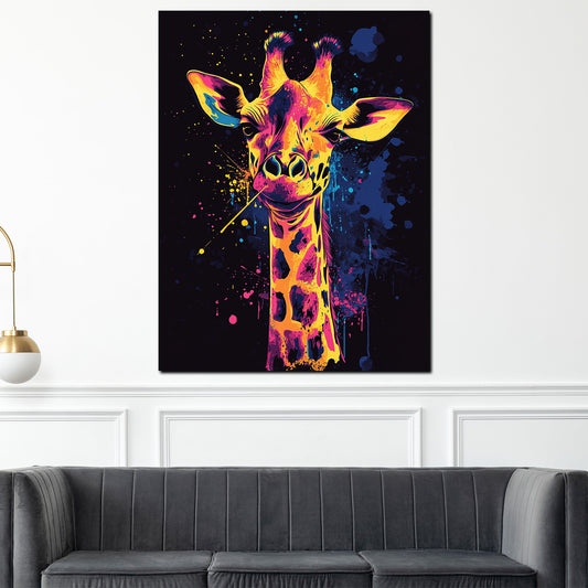 Quadro pop art giraffa colorato moderno