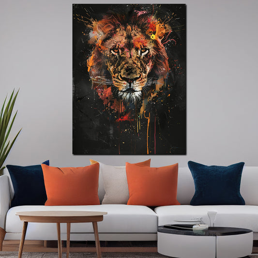 Quadro pop art leone ritratto colorato