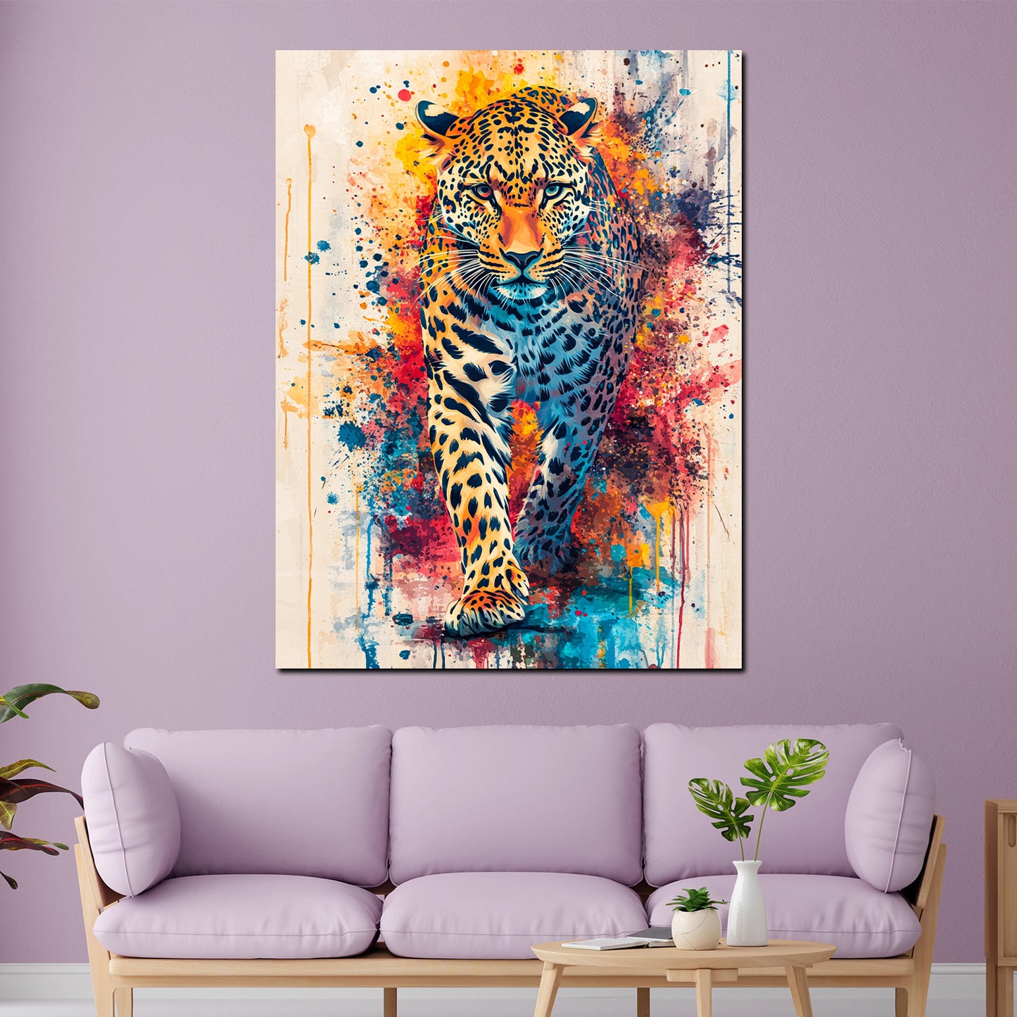 Quadro pop art leopardo potente colorato moderno