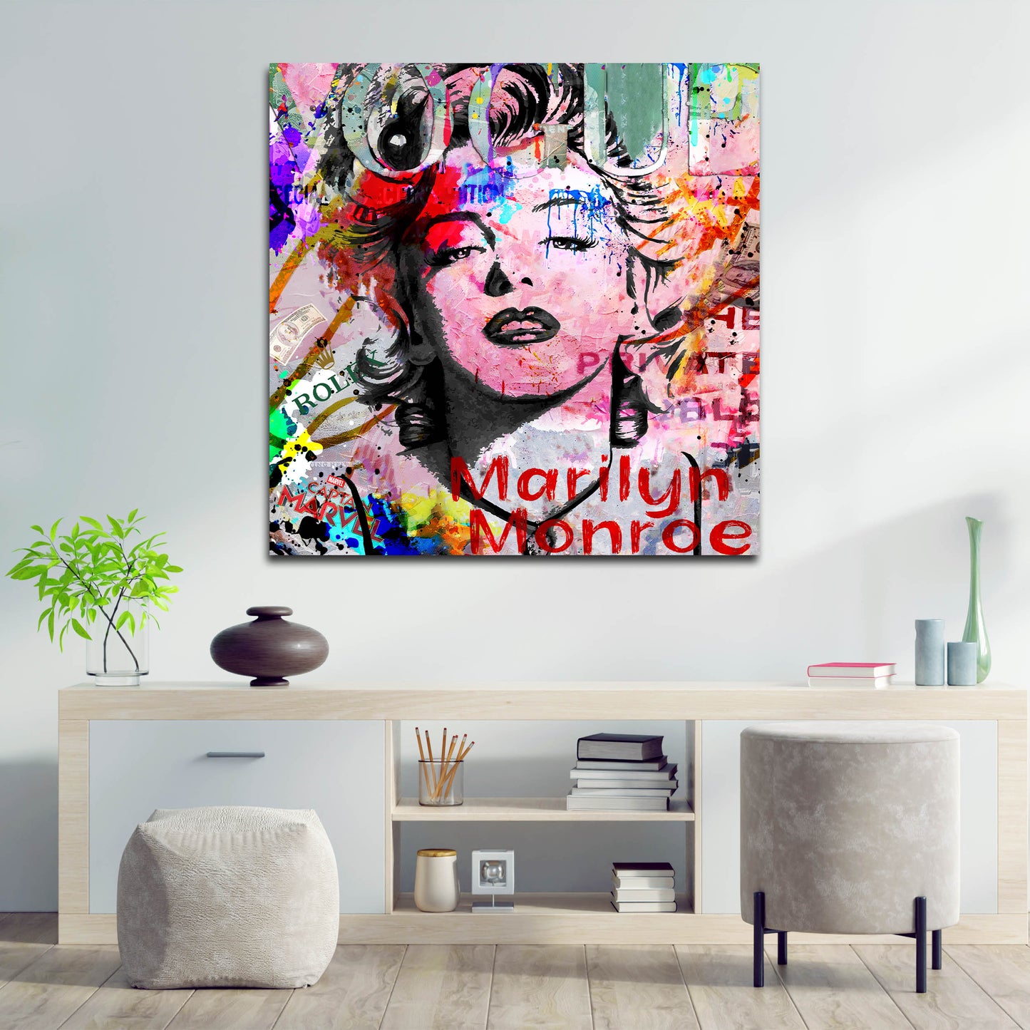 Quadro pop art marilyn lusso ritratto colorato street art moderno