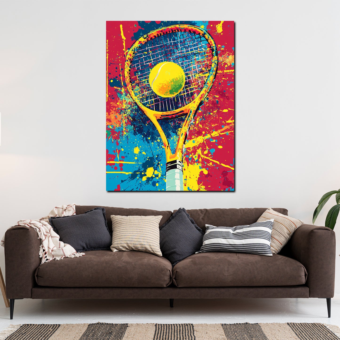 Quadro pop art racchetta da tennis colorato moderno
