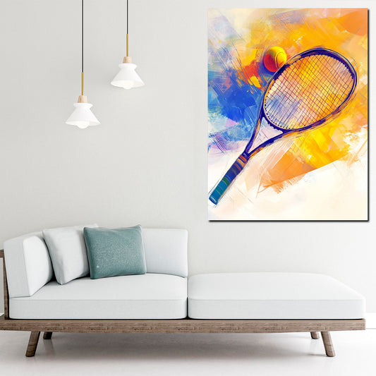 Quadro racchetta da tennis con pallina moderno sportivo