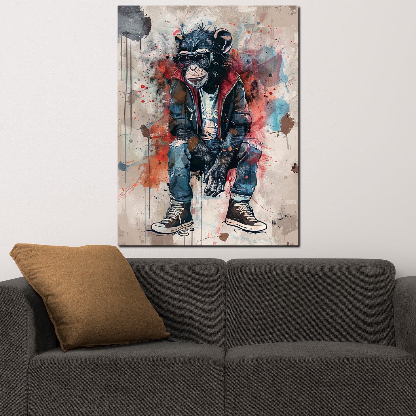 Quadro scimmia con occhiali da sole street art moderna