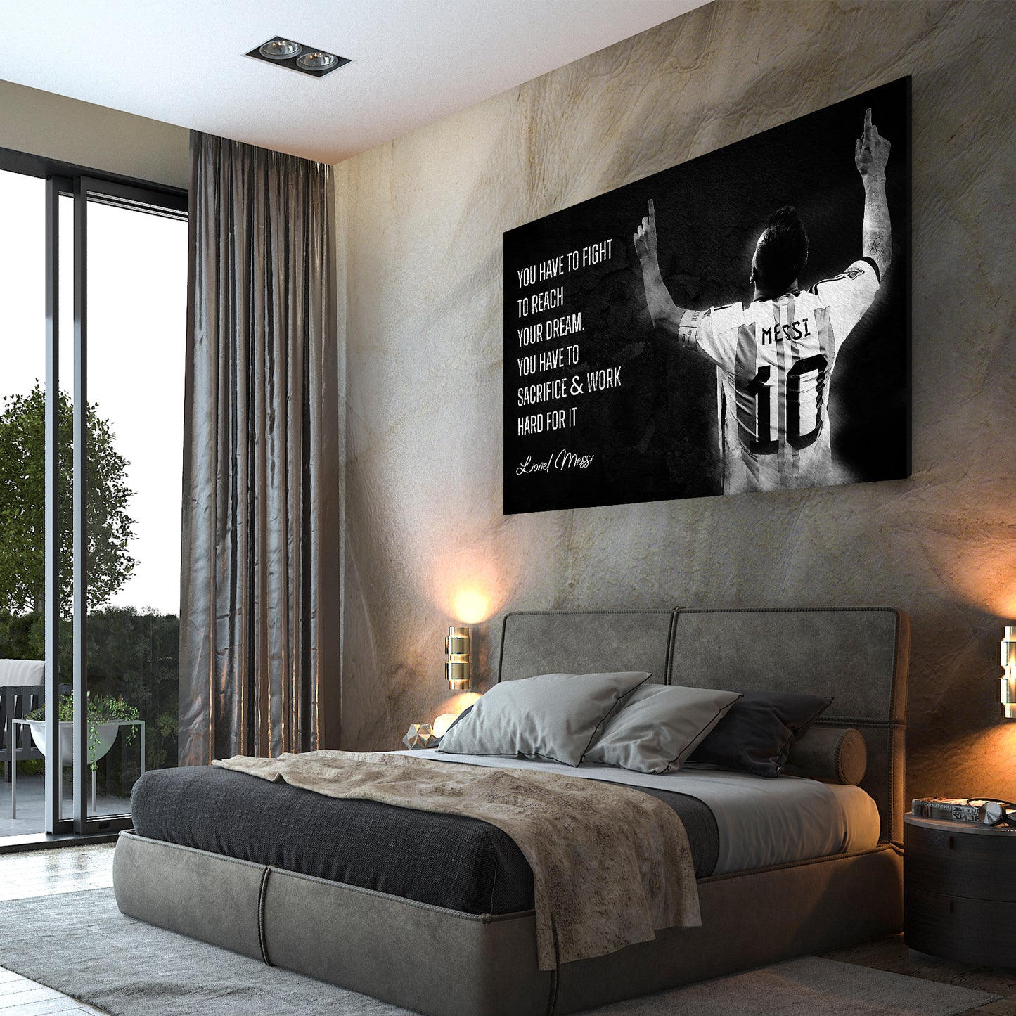 Quadro stampa su tela Citazione Motivazione Messi