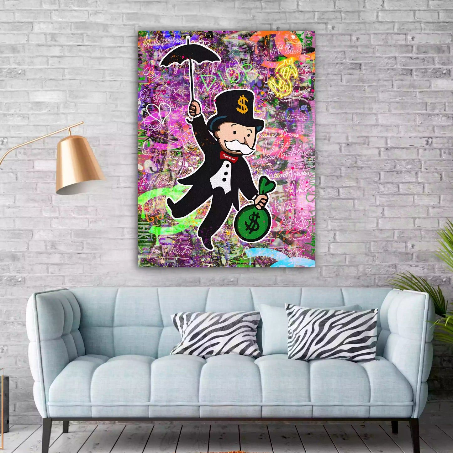 Quadro stampa su tela Street Art Rich Man