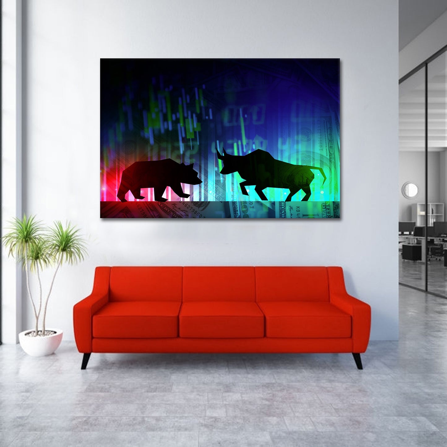 Quadro borsa Trading Bull & Bear, ufficio
