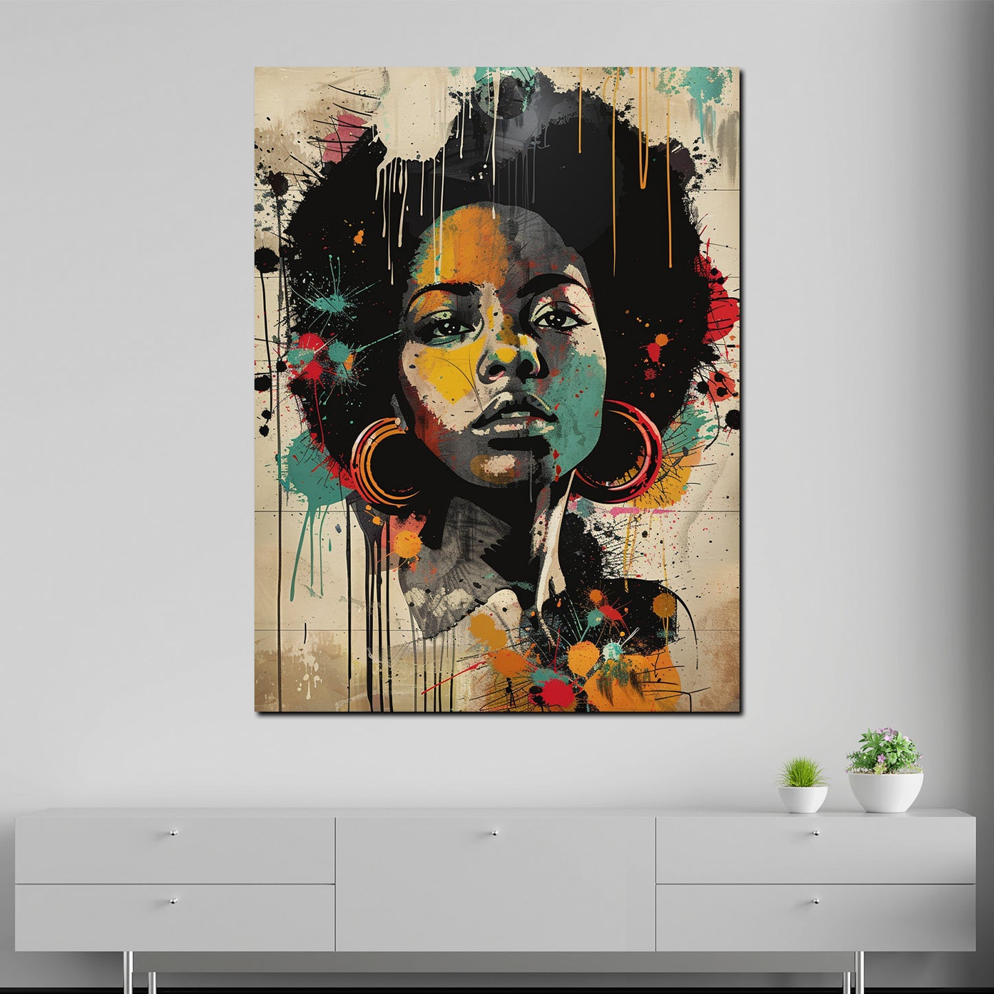 Quadro street art African Woman ritratto colorato
