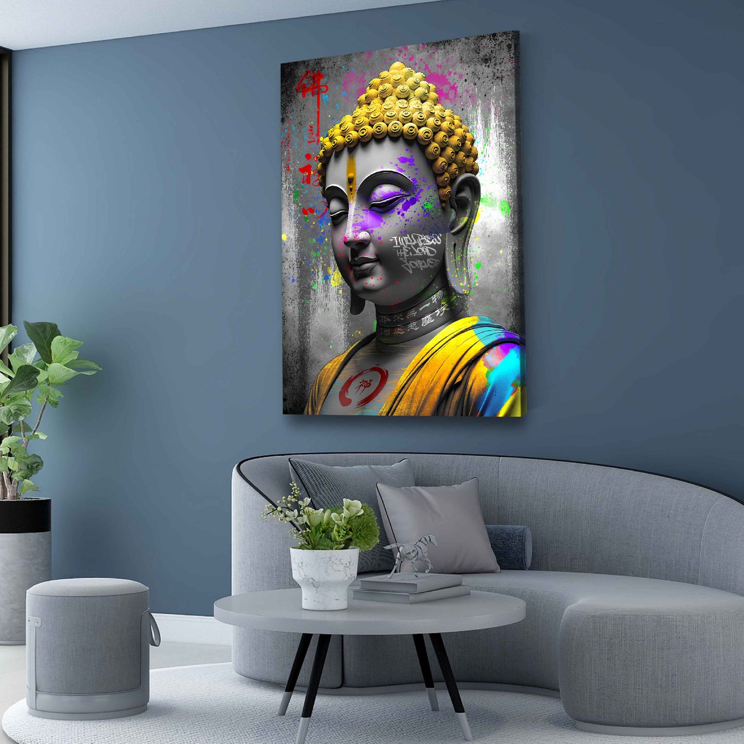 Quadro street art buddha figura spiritualità moderno