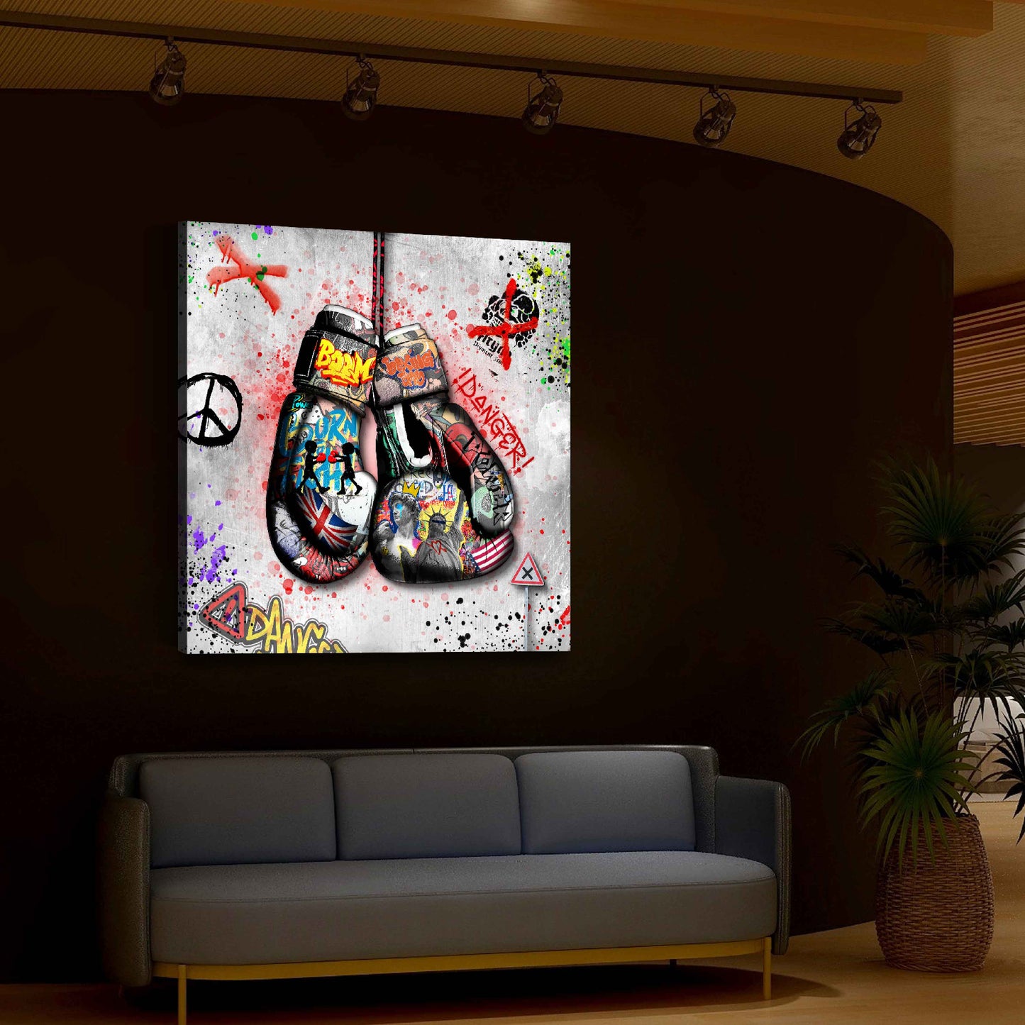 Quadro street art guantoni da box moderno pop art
