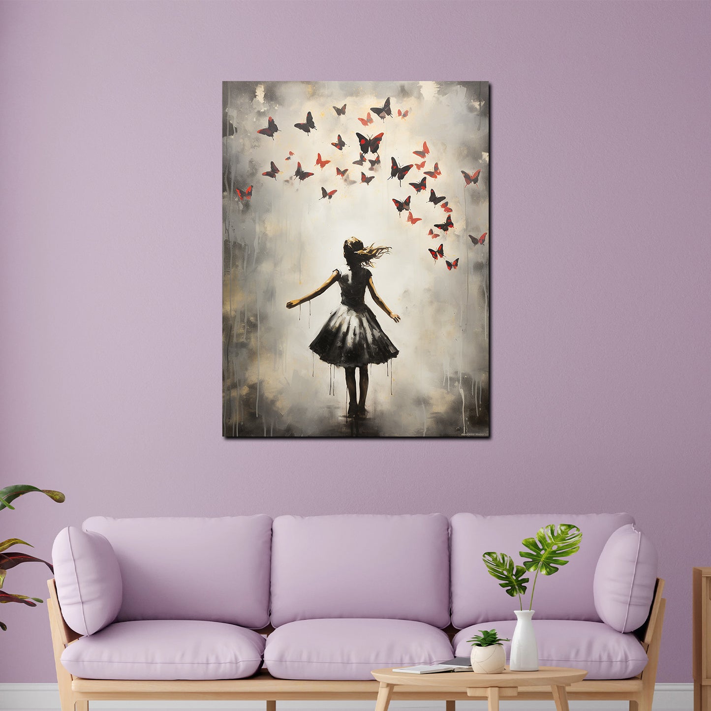 Quadro street art ragazza con farfalle Abstract Style