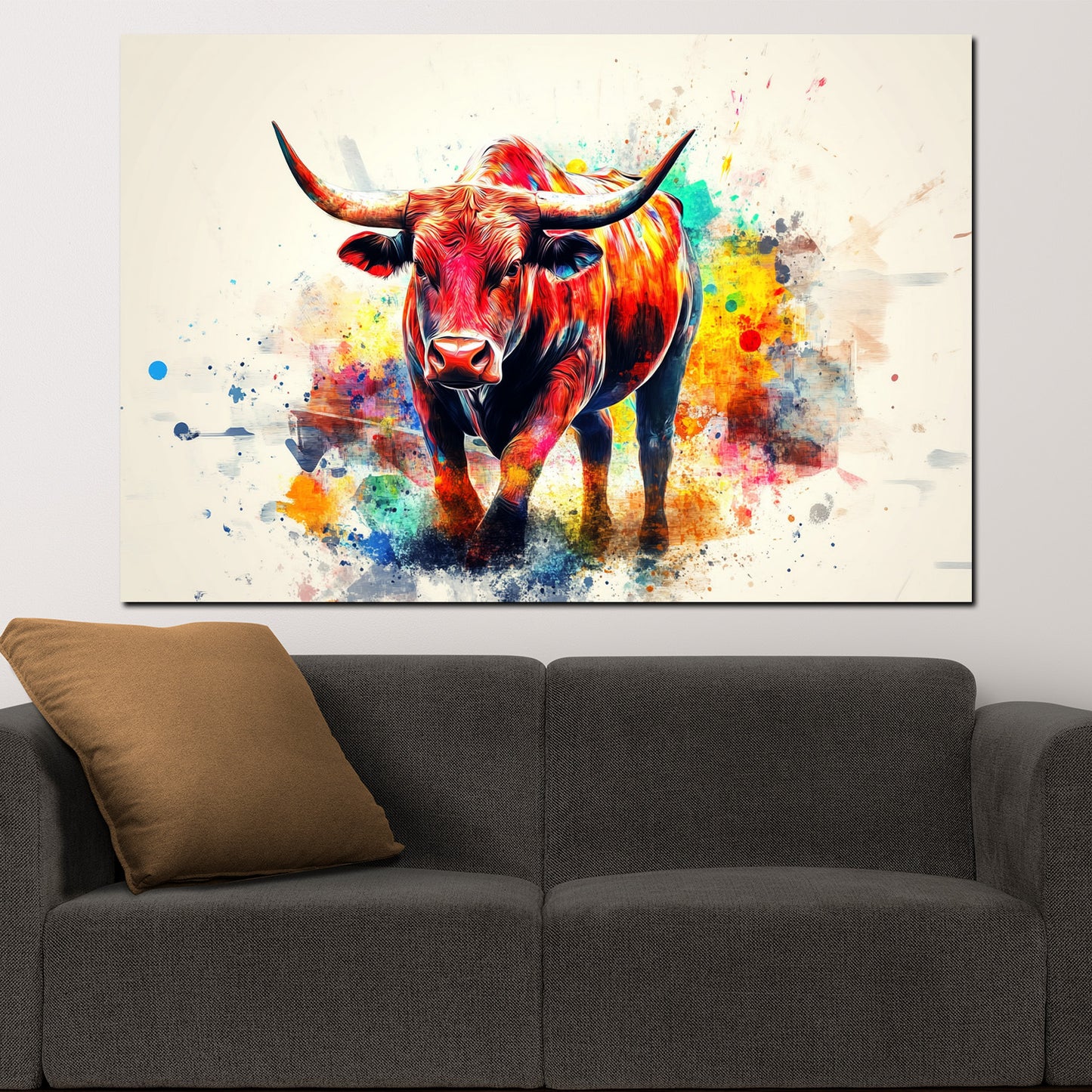 Quadro toro arte colorata forza energia espressione moderno