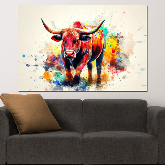 Quadro toro arte colorata forza energia espressione moderno
