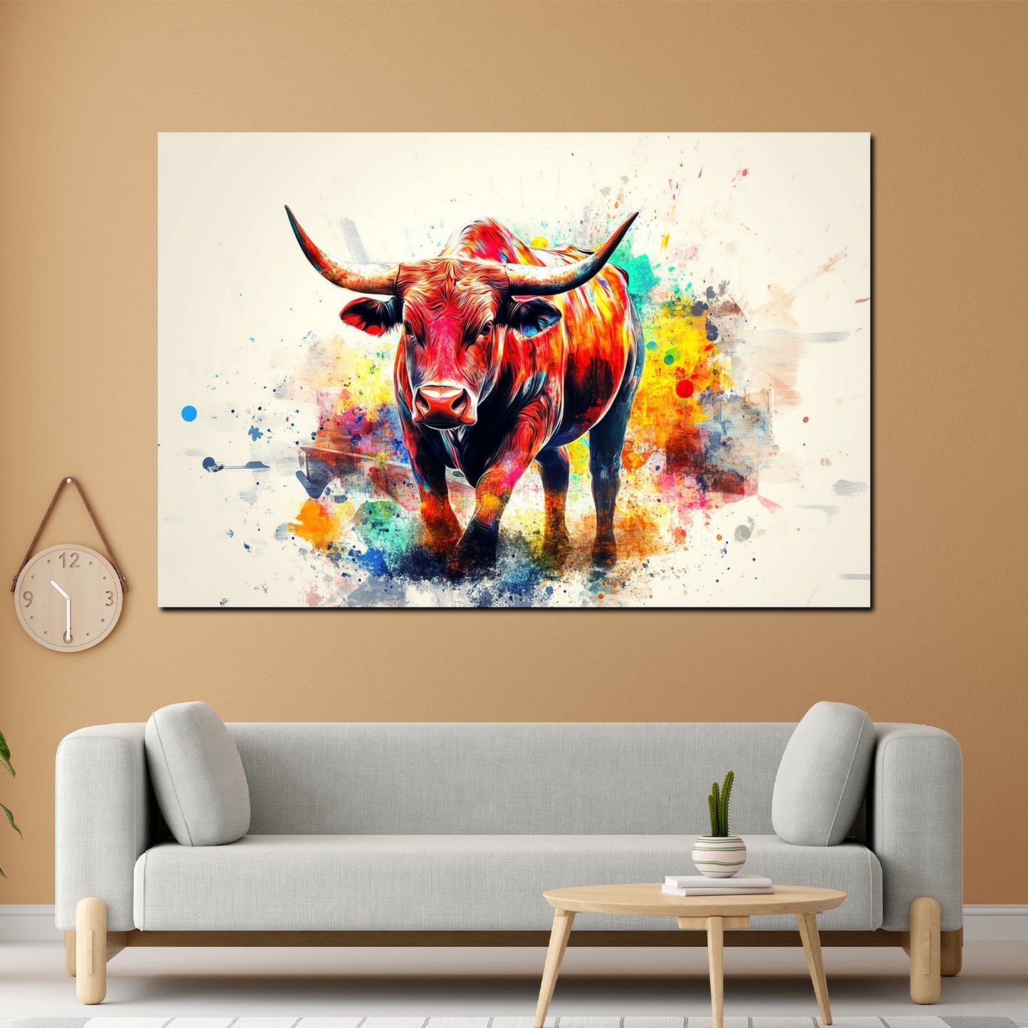 Quadro toro arte colorata forza energia espressione moderno