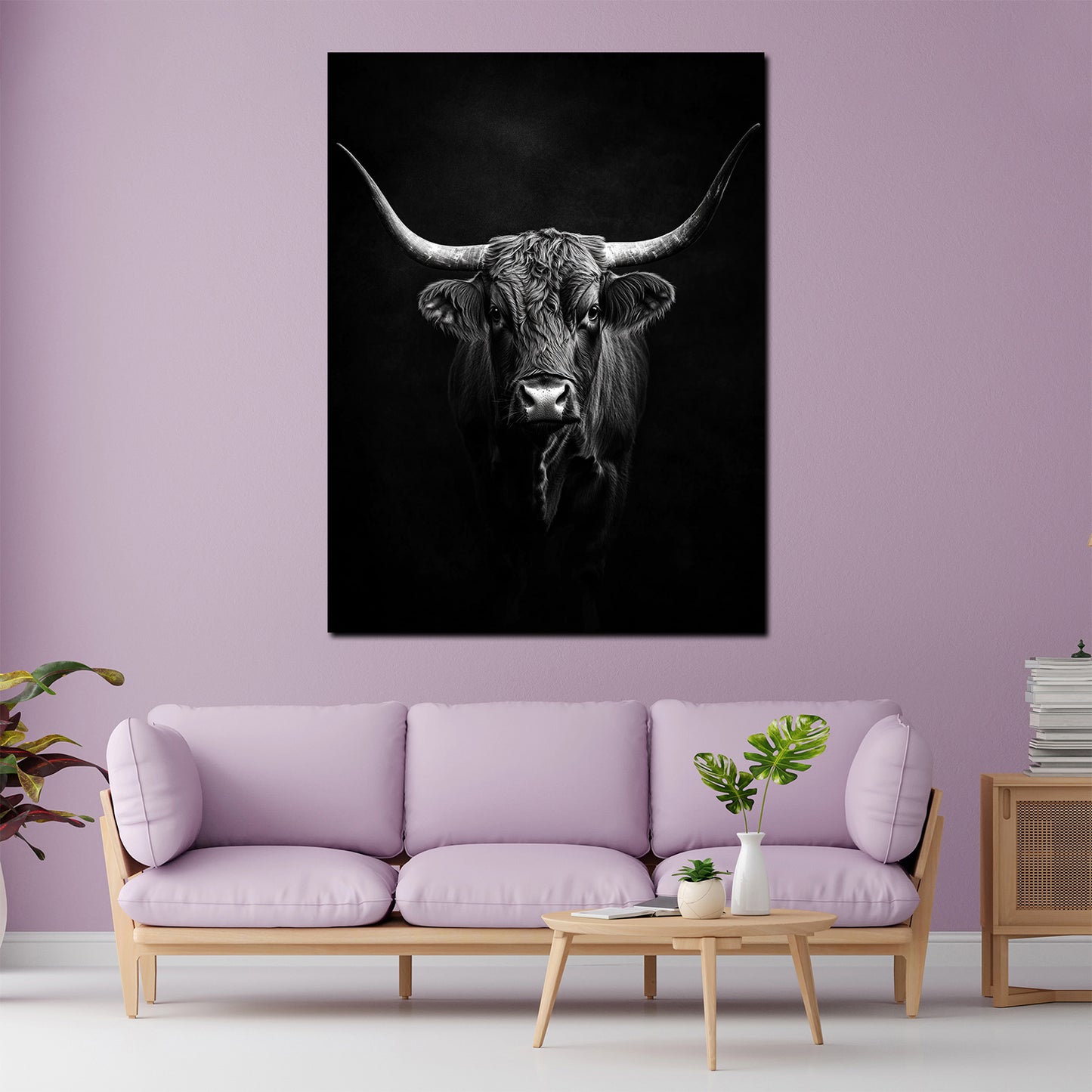 Quadro toro bianco e nero forza energia moderno