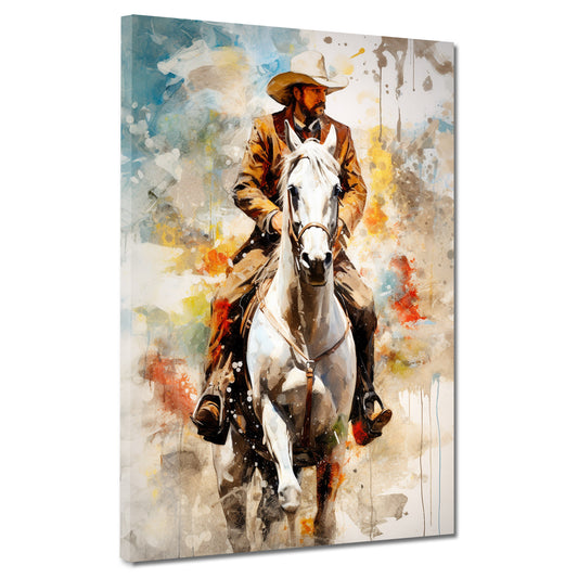 Quadro cowboy western uomo a cavallo pop art